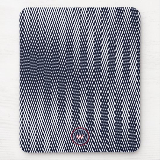 Monogram abstracte geometrische zwarte en witte st muismat (Voorkant)