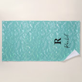 Monogram Abstracte Glitter Sparkle Blauwgroen Lake Strandlaken (Voorkant)