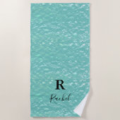 Monogram Abstracte Glitter Sparkle Blauwgroen Lake Strandlaken (Voorkant)