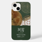 Monogram abstracte Gold Bronze Green Circles Case-Mate iPhone Case (Achterkant)