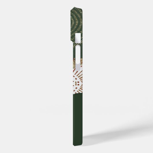 Monogram abstracte Gold Bronze Green Circles Case-Mate iPhone Case (Achterkant / Links)