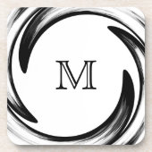 Monogram Abstracte Kunst met zwarte wervelkolom 2 Bier Onderzetter (Voorkant)