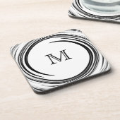 Monogram Abstracte Kunst met zwarte wervelkolom Drankjes Onderzetter (Linkerzijde)