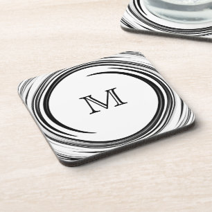 Monogram Abstracte Kunst met zwarte wervelkolom Drankjes Onderzetter