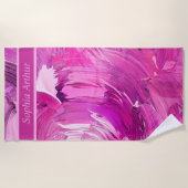 Monogram Abstracte Kunst Paars Roze Strandlaken (Voorkant)