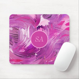 Monogram Abstracte Kunst Paarse Roze Kwaststreek Muismat