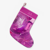 Monogram Abstracte Kunst Paarse Roze Penseel Slag Kleine Kerstsok (Voorkant (Hangend))