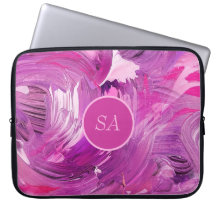 Monogram Abstracte Kunst Paarse Roze Penseel Slag