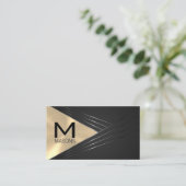 Monogram | Abstracte metalen gouden achtergrond Visitekaartje (Staand voorkant)