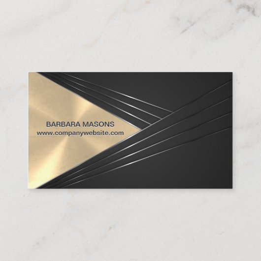 Monogram | Abstracte metalen gouden achtergrond Visitekaartje (Achterkant)