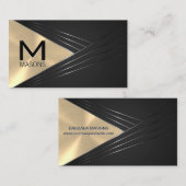 Monogram | Abstracte metalen gouden achtergrond Visitekaartje (Voorkant / Achterkant)