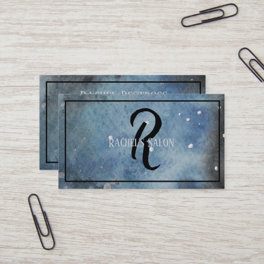 Monogram Abstracte Modern Art Waterverf Visitekaartje (Voorkant / Achterkant in situ)