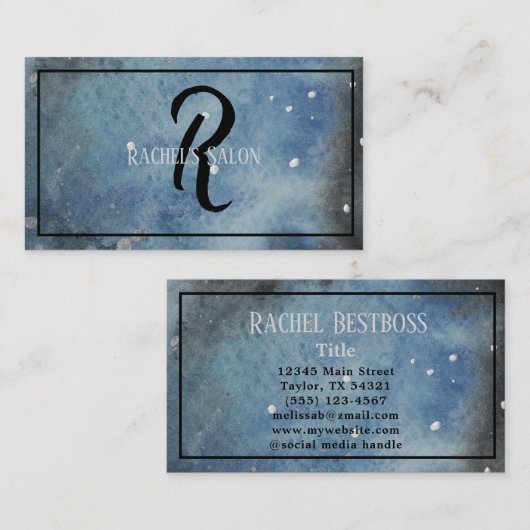 Monogram Abstracte Modern Art Waterverf Visitekaartje (Voorkant / Achterkant)