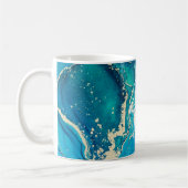Monogram Abstracte naam blauwe en goudgrijze roebe Koffiemok (Links)