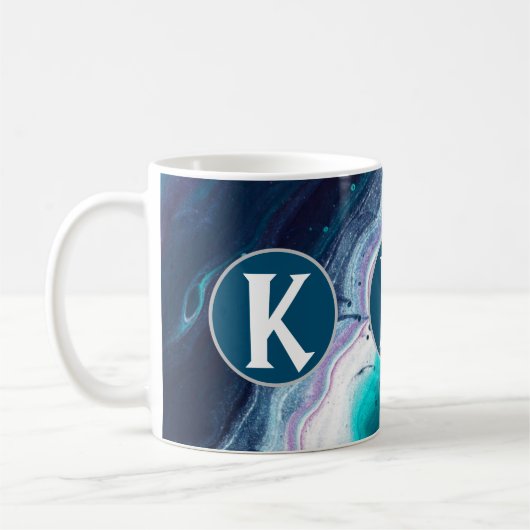 Monogram abstracte Oceaan Koffiemok (Links)