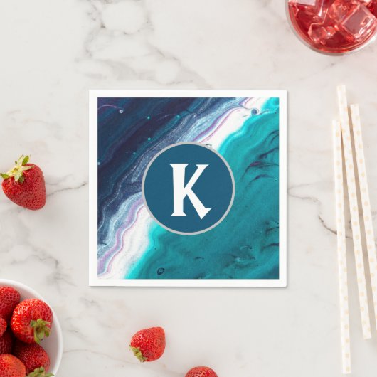 Monogram abstracte Oceaan Servet (Insitu)