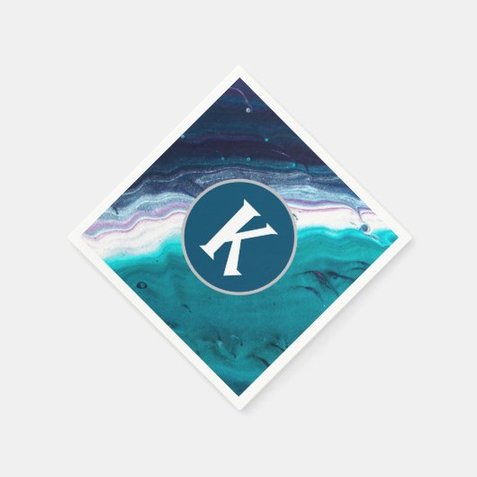 Monogram abstracte Oceaan Servet (Hoek)