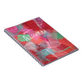 Monogram abstracte rode roze patroongordel notitieboek (Rechterzijde)