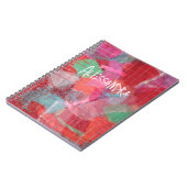 Monogram abstracte rode roze patroongordel notitieboek (Linkerzijde)