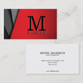 Monogram | Abstracte rode zwarte panelen Visitekaartje (Voorkant / Achterkant)