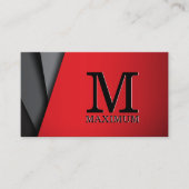 Monogram | Abstracte rode zwarte panelen Visitekaartje (Voorkant)