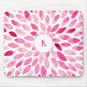 monogram abstracte roze waterverf penseelstreken muismat (Voorkant)