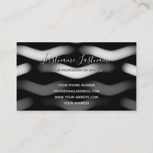 Monogram abstracte structuur zwart-wit visitekaartje (Achterkant)