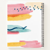Monogram Abstracte Waterverf Modern Roze Geel Notitieboek (Achterkant)