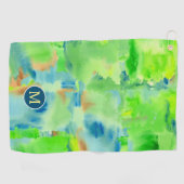 Monogram Abstracte Waterverf van het Bosbos Golfhanddoek (Horizontaal)