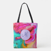 Monogram Abstracte Waterverf voor modern blauw roz Tote Bag (Achterkant)