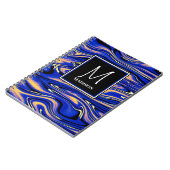 Monogram Abstracte Waterverf voor moderne Blauwe K Notitieboek (Linkerzijde)