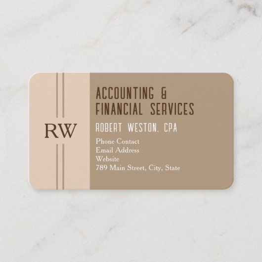Monogram Accountant Financieel Fiscale Specialist Visitekaartje (Voorkant)