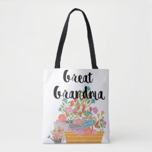 Monogram achter-oma bloementuin ontwerp tote bag