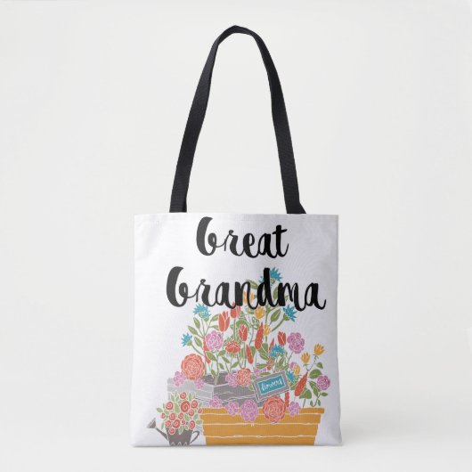 Monogram achter-oma bloementuin ontwerp tote bag (Voorkant)