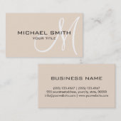 Monogram achtergrond amandelkleur visitekaartje (Voorkant / Achterkant)