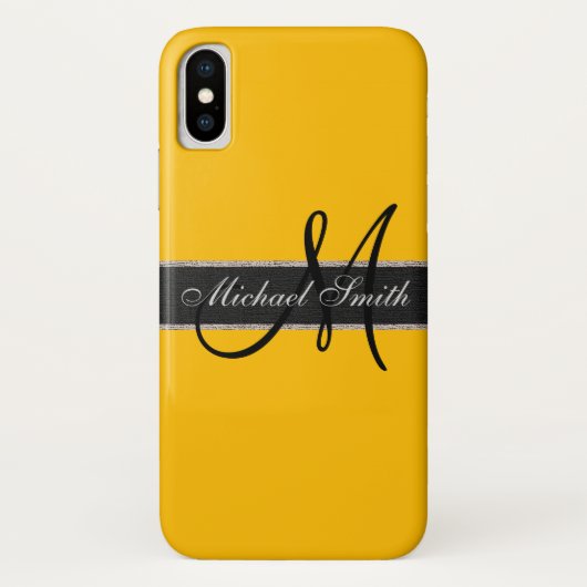 Monogram Achtergrond Amber Kleur Case-Mate iPhone Case (Achterkant)