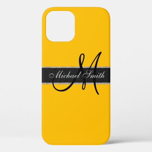 Monogram Achtergrond Amber Kleur Case-Mate iPhone Case (Achterkant)