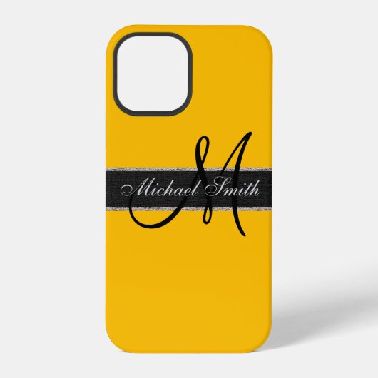 Monogram Achtergrond Amber Kleur iPhone Hoesje (Achterkant)