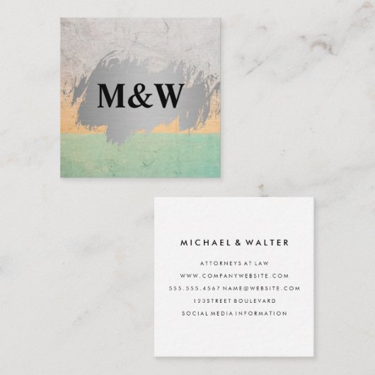 Monogram | Achtergrond kleurafbeelding Vierkante Visitekaartje (Voorkant / Achterkant)