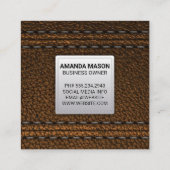 Monogram | Achtergrond leder Vierkante Visitekaartje (Achterkant)