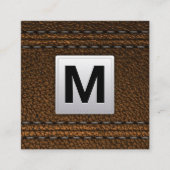 Monogram | Achtergrond leder Vierkante Visitekaartje (Voorkant)