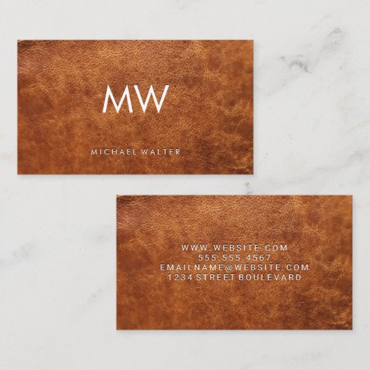 Monogram | Achtergrond leder Visitekaartje (Voorkant / Achterkant)