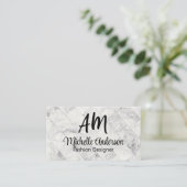 Monogram | Achtergrond marmer Tegel Visitekaartje (Staand voorkant)