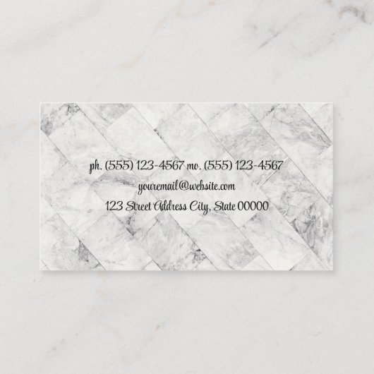 Monogram | Achtergrond marmer Tegel Visitekaartje (Achterkant)