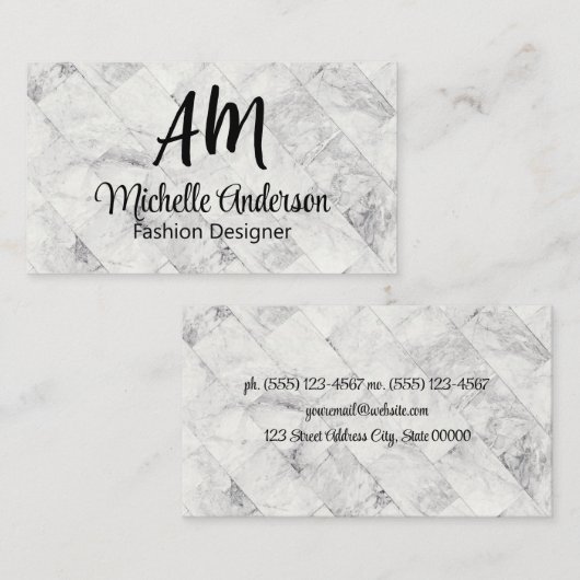 Monogram | Achtergrond marmer Tegel Visitekaartje (Voorkant / Achterkant)