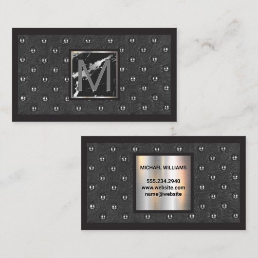 Monogram | Achtergrond marmer Upholstered Visitekaartje (Voorkant / Achterkant)