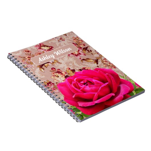 Monogram   achtergrond met bloem notitieboek (Rechterzijde)