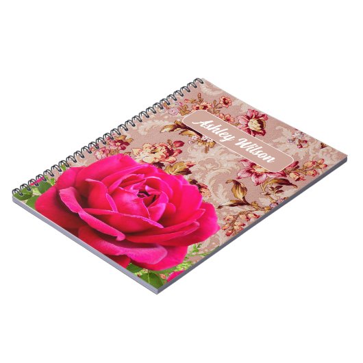 Monogram   achtergrond met bloem notitieboek (Linkerzijde)