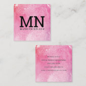 Monogram | Achtergrond Waterverf afdrukken Mandala Vierkante Visitekaartje (Voorkant / Achterkant)