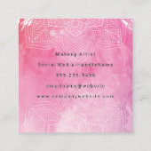 Monogram | Achtergrond Waterverf afdrukken Mandala Vierkante Visitekaartje (Achterkant)